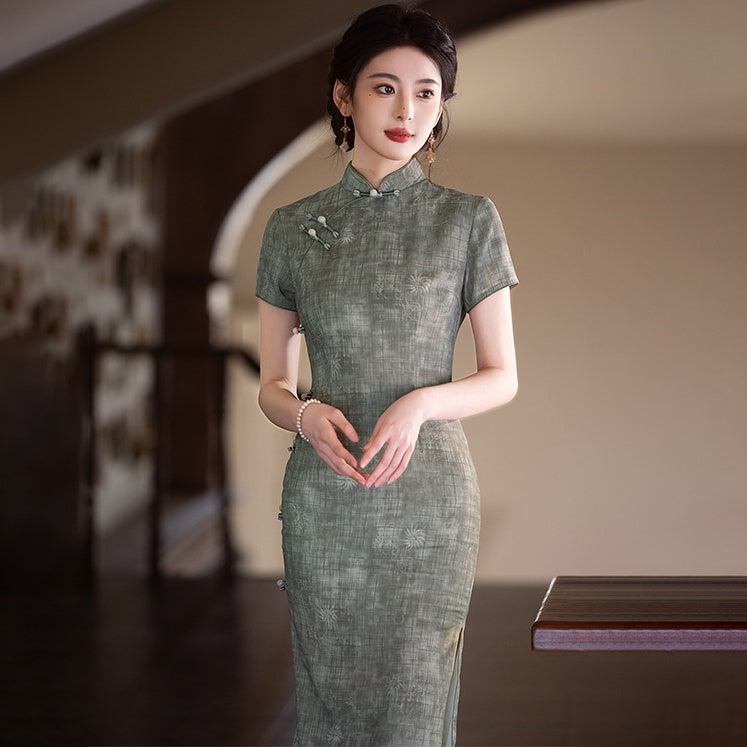 modern mandarin collar dress Modern Chinese Qipao Dress, Evening Dress, mandarin collar XL