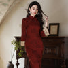 Sophisticated Vintage-Stretch Cotton Qipao with Wide Sleeve