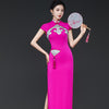 Elegant Cap Sleeve Maxi Cheongsam - Modernized for Stage & Runway Performance