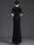 Elegant Chinese-Style Modified Qipao | Black Long Mermaid Evening Gown with Side Slit for Runway & Banquet Events