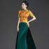 Luxury Chinese-Style Long Mermaid Evening Gown with Train | Slim-Fit High-End Spliced Qipao for Banquets
