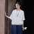 Half Sleeve Round Neck Cotton & Linen Loose Traditional Chinese Blouse