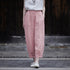 Pantaloni larghi da donna in stile cinese con motivo a righe e ricami floreali