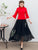 All Matched Floral Embroidery Traditional Chinese Style Chiffon Skirt