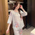 2-pieces Silk Blend Chinese Style Loungewear Floral Sleepwear Bathrobe