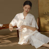 Chinese-Style Ice Silk Jacquard Women’s Pajama Set – Breathable Short Sleeve & Long Pants