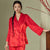 Jacquard Long Sleeve Women’s Ice Silk Pajama Set with Padded Bra – 4-Piece Lounge Wear