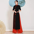Floral Embroidery Cheongsam Top Vietnamese Ao Dai Dress includes Loose Pants