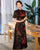 Manches 3/4 Cheongsam Top Floral Dentelle Longueur Thé Robe Ao Dai