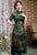 Manches 3/4 Cheongsam Top Floral Dentelle Longueur Thé Robe Ao Dai