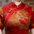 Retro Cheongsam Chic A-Line Evening Gown Tea Length Ao Dai Dress