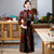 Fashionable Retro Slimming Printed Long Qipao Dress for Daily Wear or Formal Occasions