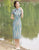 Thin and Cool Ice Silk Vintage Chinese Style Long Striped Qipao Dress