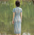 Thin and Cool Ice Silk Vintage Chinese Style Long Striped Qipao Dress