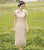 Thin and Cool Ice Silk Vintage Chinese Style Long Striped Qipao Dress