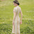 Thin and Cool Ice Silk Vintage Chinese Style Long Striped Qipao Dress