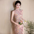 Chinese Style Pink Cheongsam Dress for Women, Sleeveless Long Qipao, Slim Fit