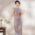 Elegant Purple Cheongsam Dress Chinese Style Long Sleeveless Qipao