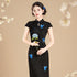 Chinese Style Cheongsam Dress with Butterfly Print Long Double-Layer