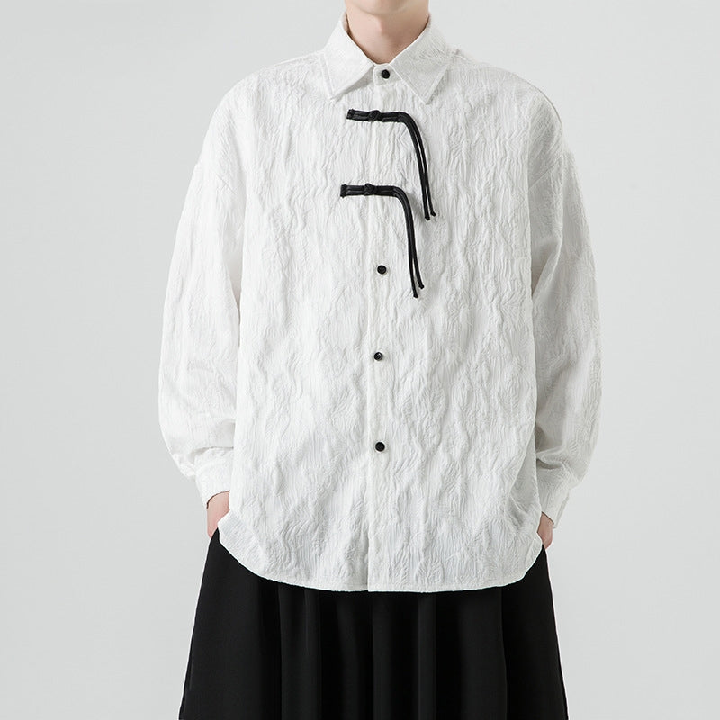 chinese style men's dress shirt Men's Oversize Mandarin Collar Shirt Short Sleeve Summer Formal 5XL plus Size Black White Red Retro Chinese New Year Clothing