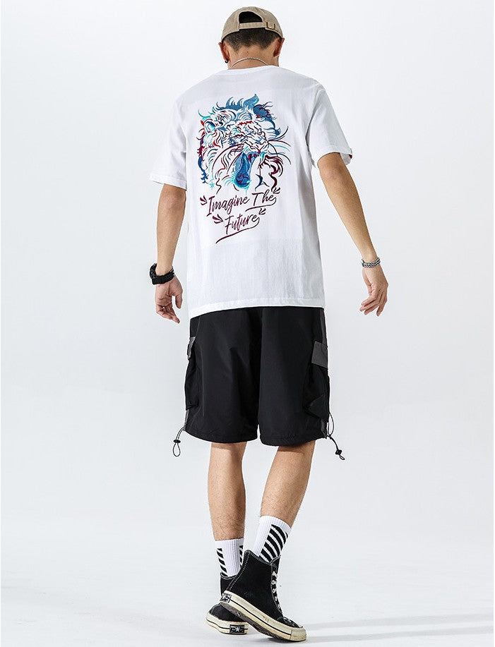 T-shirt con stampa 3D per uomo, estate, teschi orribili, scollo a T-shirt con stampa 3D per uomo, estate, teschi orribili, scollo a