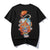 T-shirt cinese con stampa pesce girocollo in cotone 100%