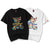 100% Cotton Round Neck Floral Embroidery Bear Short Sleeve T-shirt