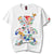 T-shirt cinese con stampa pesce girocollo in cotone 100%