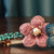 Elegant Double Flower Rhinestone Hairpin Handmade with Embroidery