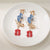 Chinese Traditional Style Cloisonne Clip-on Earrings with Floral and Happiness Characters