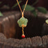 Traditional Hetian Jade Plum Blossom Shape Pendant Gilding Necklace for Women