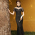 Floral Embroidery Illusion Neck Full Length Mermaid Cheongsam Evening Dress