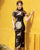 Illusion Neck Crane Embroidery Full Length Cheongsam Chinese Dress