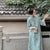 Costume tradizionale cinese tradizionale con scollo a V e scollo a V a 2/3 maniche