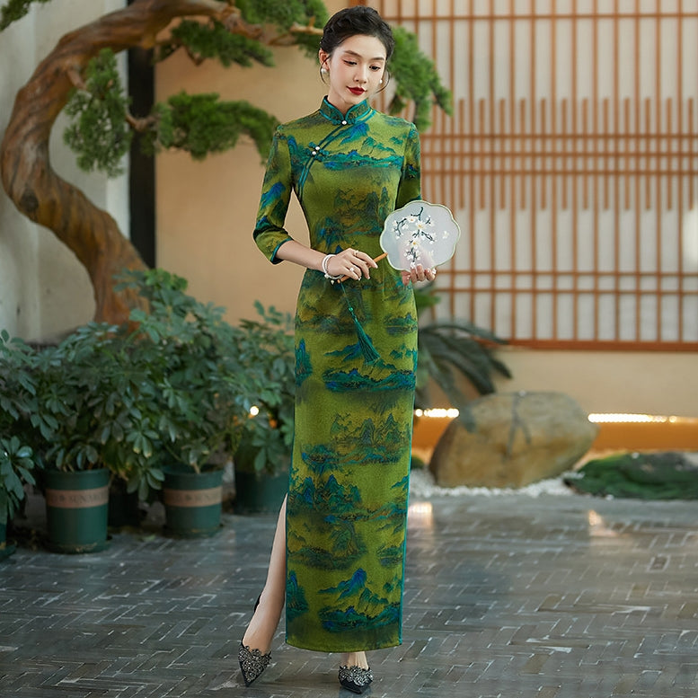 green oriental dress Green Hanfu Floral Emboridered Tang Dynasty HanFu Dress Oriental Me