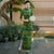 3/4 Sleeve Landscape Pattern Full Length Cheongsam Chinese Dress