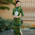 3/4 Sleeve Landscape Pattern Full Length Cheongsam Chinese Dress