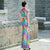 Short Sleeve Rainbow Cheongsam Mermaid Chinese Dress Full of Sequins