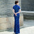 Short Sleeve Full Length Cheongsam Mermaid Chinese Dress Full of Sequins