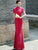 Short Sleeve Full Length Cheongsam Mermaid Chinese Dress Full of Sequins