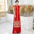 Cap Sleeve Full Length Floral Embroidery & Sequins Cheongsam Ao Dai Dress