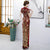 Cap Sleeve Floral Sequins Full Length Cheongsam Mermaid Chinese Dress