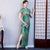 Cap Sleeve Floral Sequins Full Length Cheongsam Chinese Dress Evening Gown