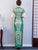 Cap Sleeve Floral Sequins Full Length Cheongsam Chinese Dress Evening Gown