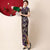 Short Sleeve Full Length Foral Sequins Cheongsam Chinese Dress Evening Gown