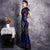 Short Sleeve Sequins Cheongsam Mermaid Chinese Dress Evening Gown