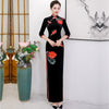 Flower & Fish Embroidery Velvet Cheongsam Chinese Dress Evening Gown
