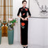 Flower & Fish Embroidery Velvet Cheongsam Chinese Dress Evening Gown