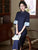 Vintage Retro Qipao Dress with Silk Linen and Trumpet Sleeves