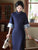 Vintage Retro Qipao Dress with Silk Linen and Trumpet Sleeves